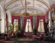 Hau Edward Petrovich Interiors of the Winter Palace. The Raspberry Study of Empress Maria Alexandrovna - Hermitage